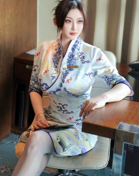 秀人网 No.10273 苏一诺 青色旗袍