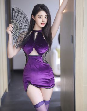 秀人网 No.10289 Candy糖糖 紫色连衣短